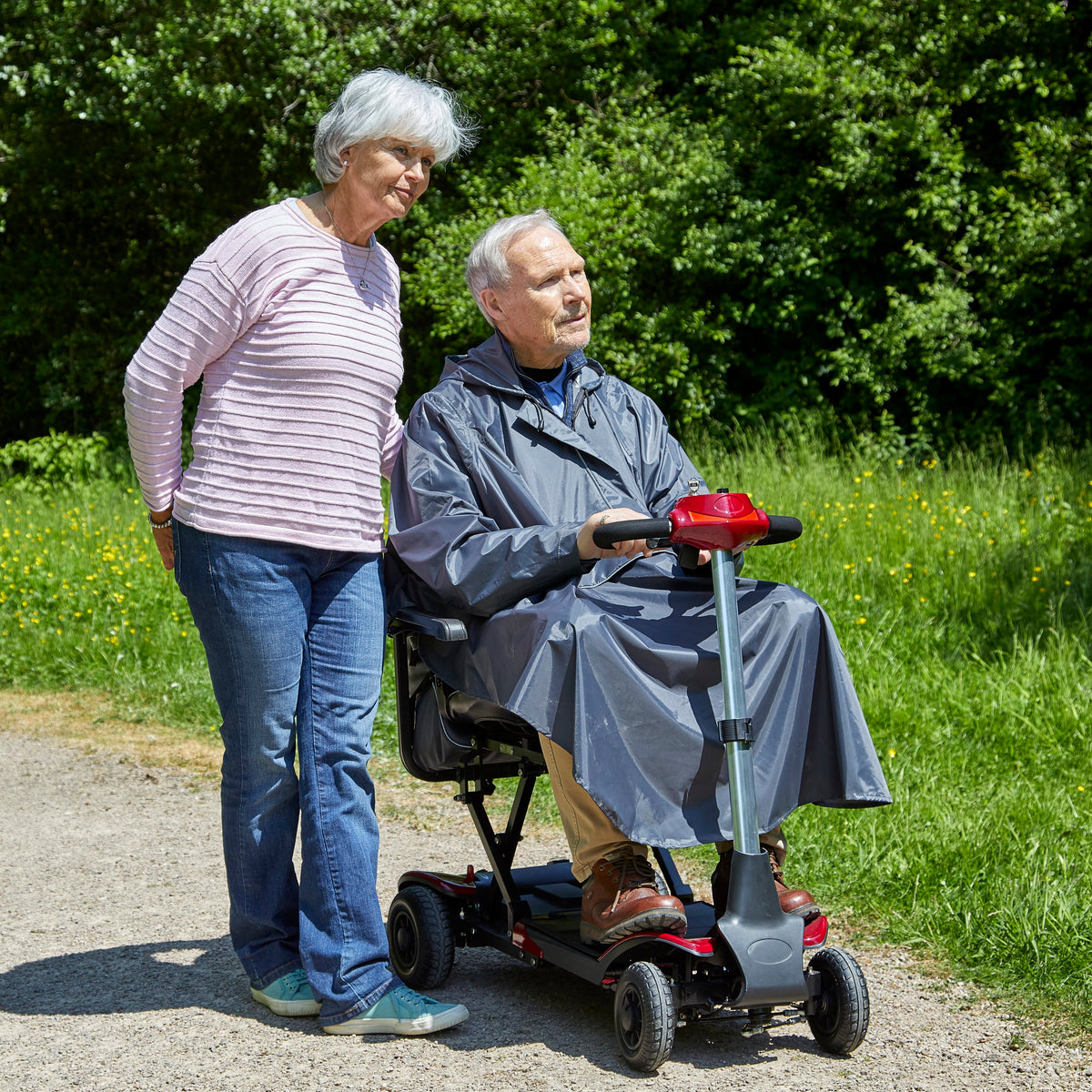 Diagram or packaging of NRS Freestyle Sleeved Mobility Scooter Poncho highlighting dimensions or features.