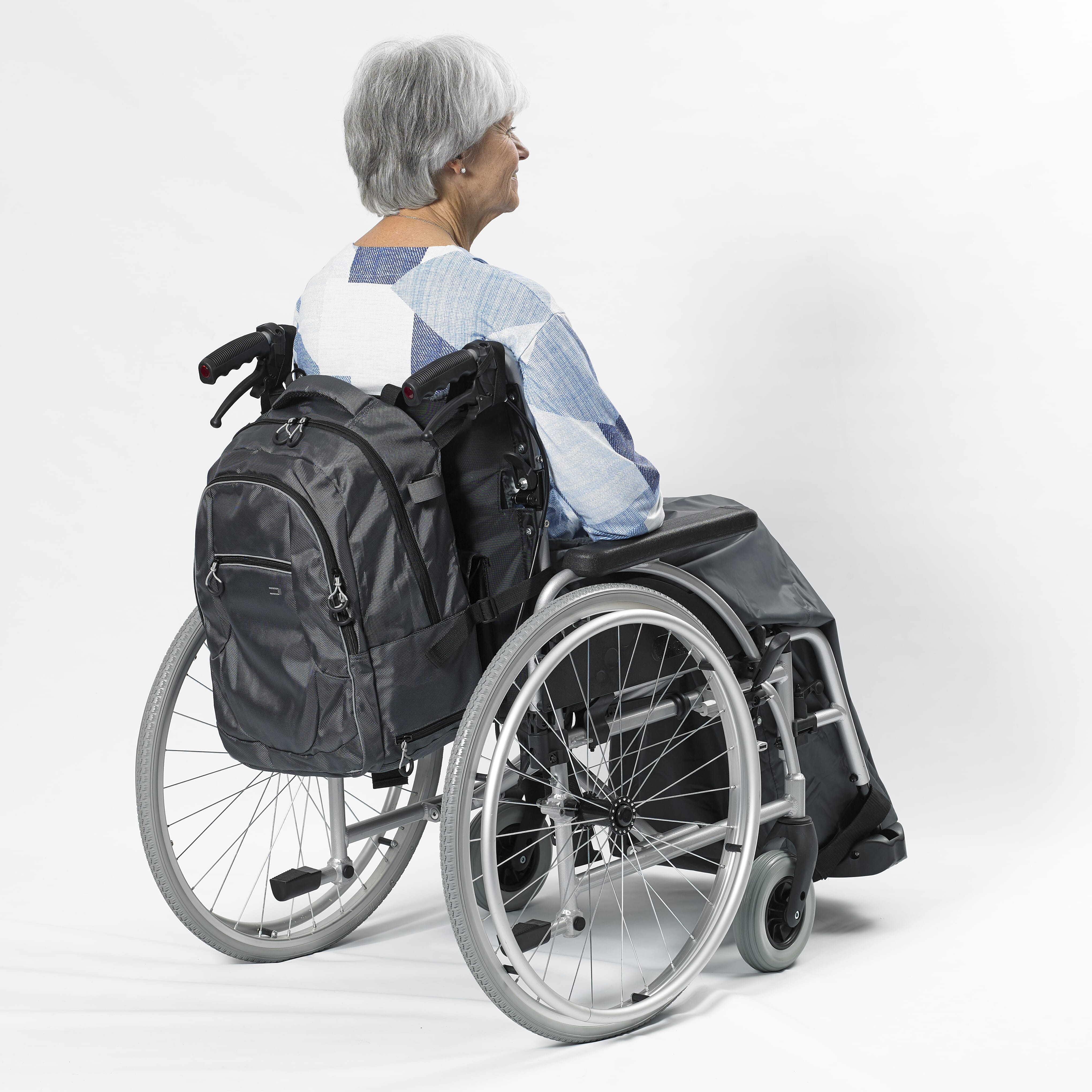 NRS Freestyle Wheelchair Crutch Bag: close-up of handle and cuff, highlighting the comfortable grip and supportive arm cradle.