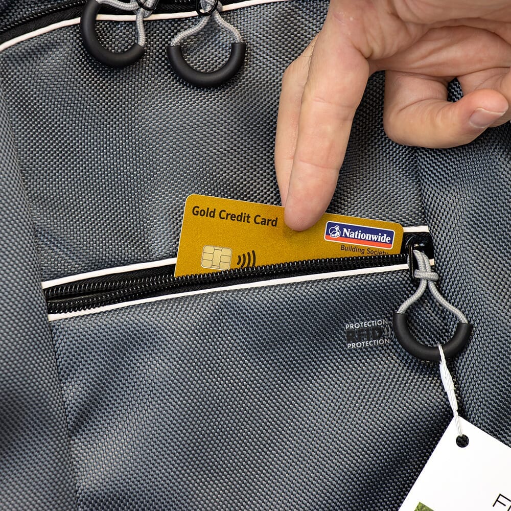 NRS Freestyle Wheelchair Crutch Bag: close-up of the non-slip rubber ferrule on the end of the crutch for stability.