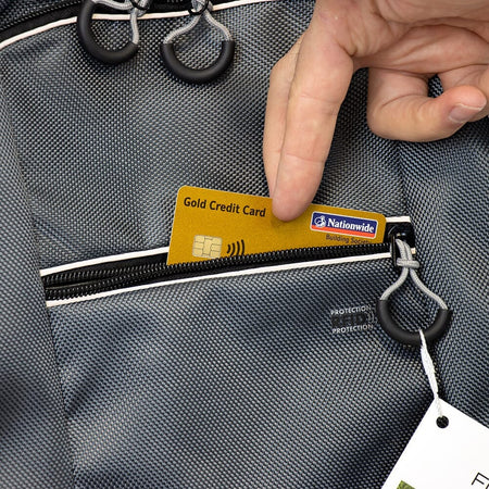 NRS Freestyle Wheelchair Crutch Bag: close-up of the non-slip rubber ferrule on the end of the crutch for stability.