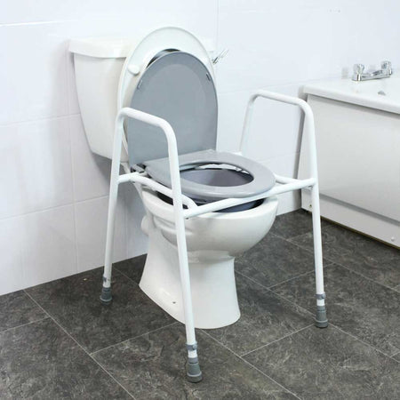 Alternative view of NRS Height Adjustable Toilet Frame and Seat, showing different angle or usage.