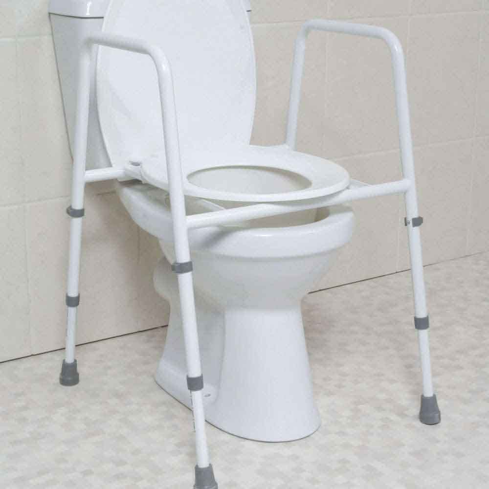 Alternative view of NRS Height Adjustable Toilet Frame with Seat, showing different angle or usage.
