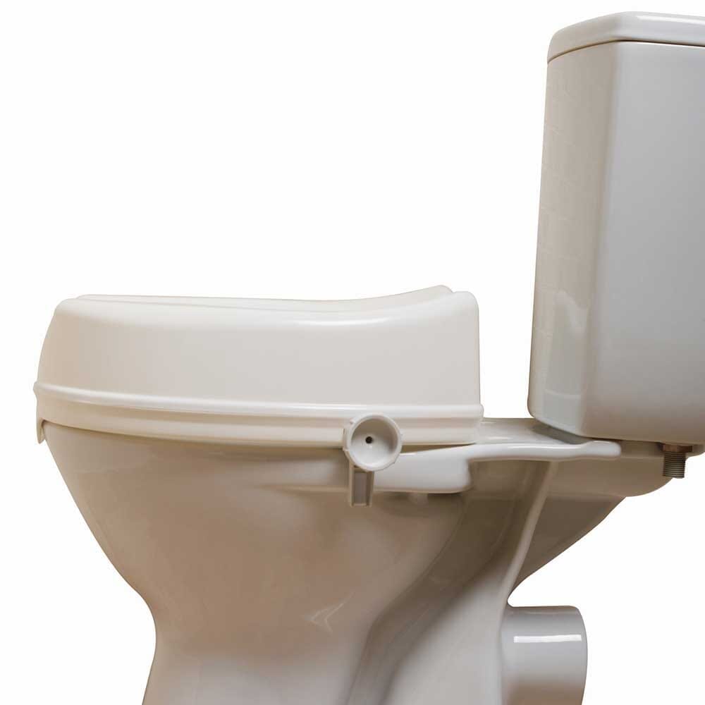 Alternative view of NRS Linton Plus Raised Toilet Seat-100mm, showing different angle or usage.