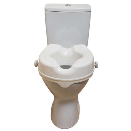 Lifestyle image of NRS Linton Plus Raised Toilet Seat being used in a real-life setting.