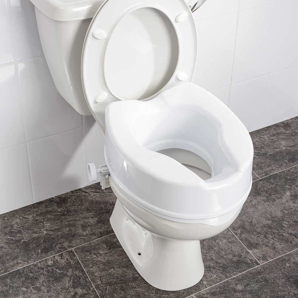 Image of NRS Linton Plus Raised Toilet Seat on a plain background.