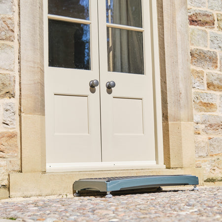 Close-up of a feature of NRS Mobility Care Outdoor Plastic Half Step.