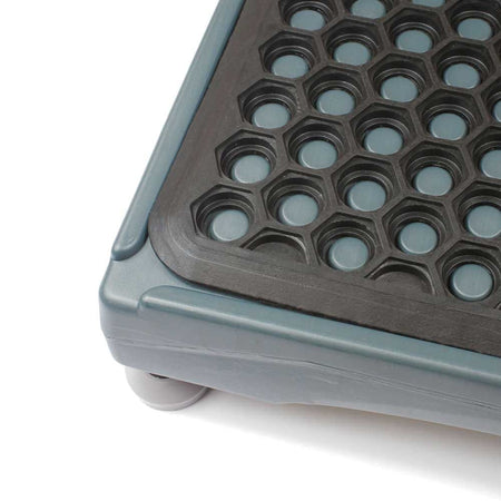 Diagram or packaging of NRS Mobility Care Outdoor Plastic Half Step highlighting dimensions or features.