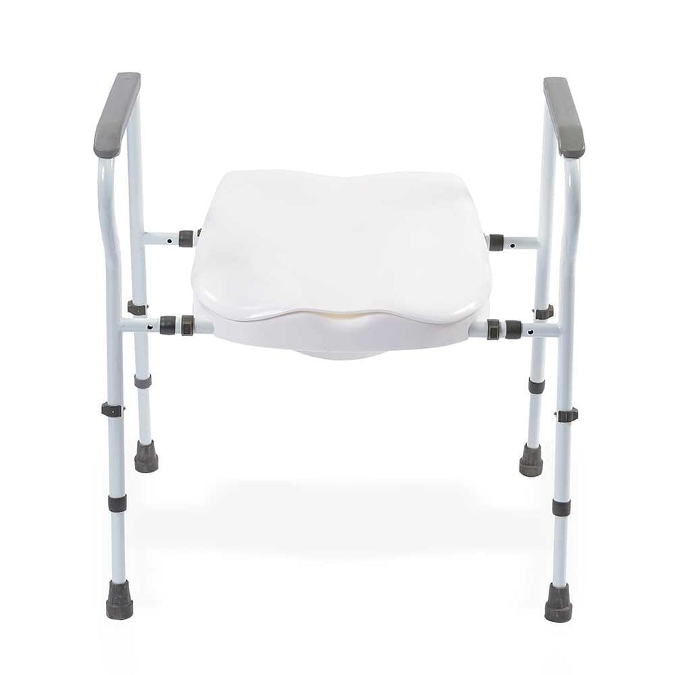 Alternative view of NRS Mowbray Lite Plus Adjustable Toilet Frame with Seat, showing different angle or usage.