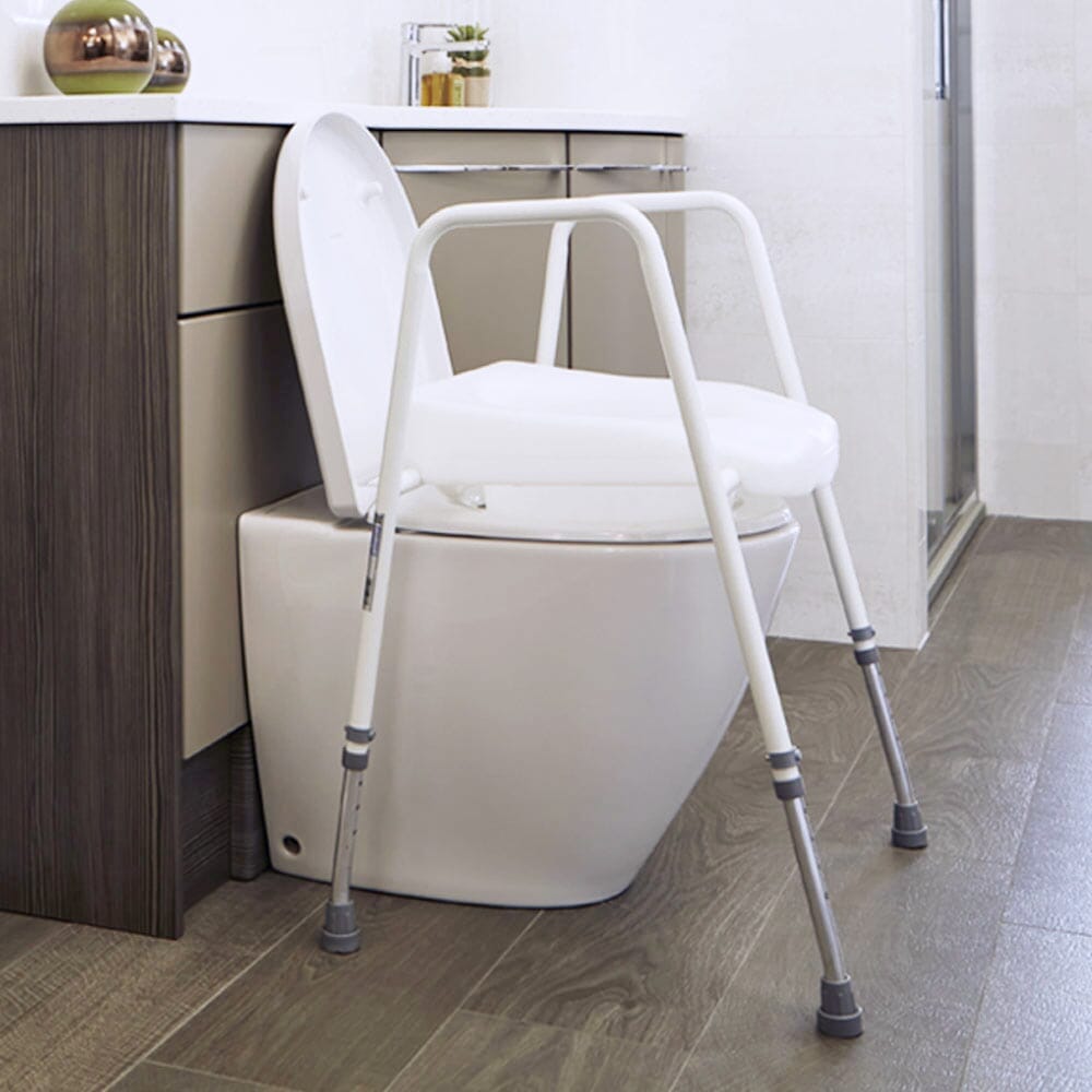 Image of NRS Mowbray Toilet Frame with Seat on a plain background.