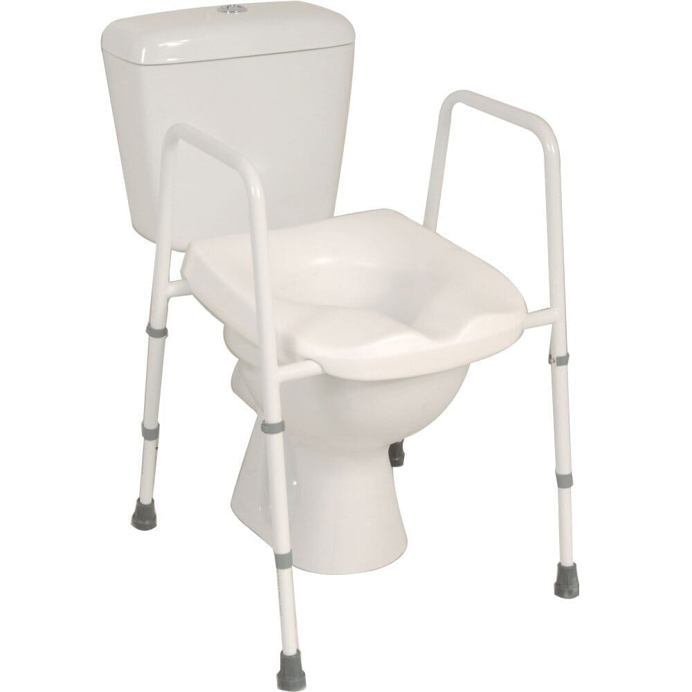 Lifestyle image of NRS Mowbray Toilet Frame with Seat being used in a real-life setting.