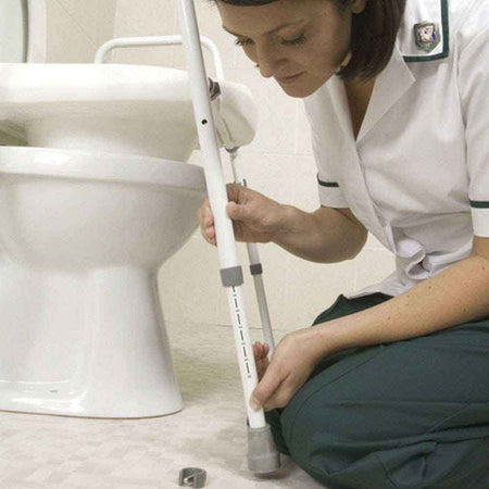 Close-up of a feature of NRS Mowbray Width Adjustable Toilet Frame with Seat.