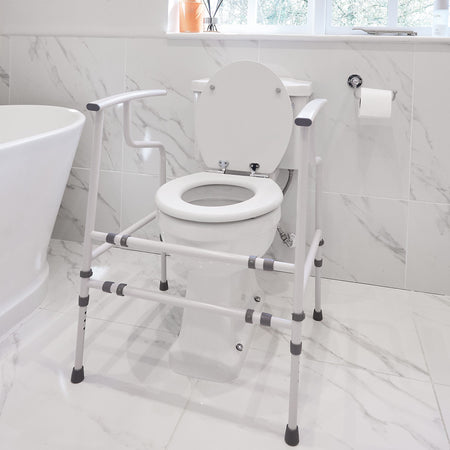 Image of NRS Nuvo Open Back Toilet Frame on a plain background.