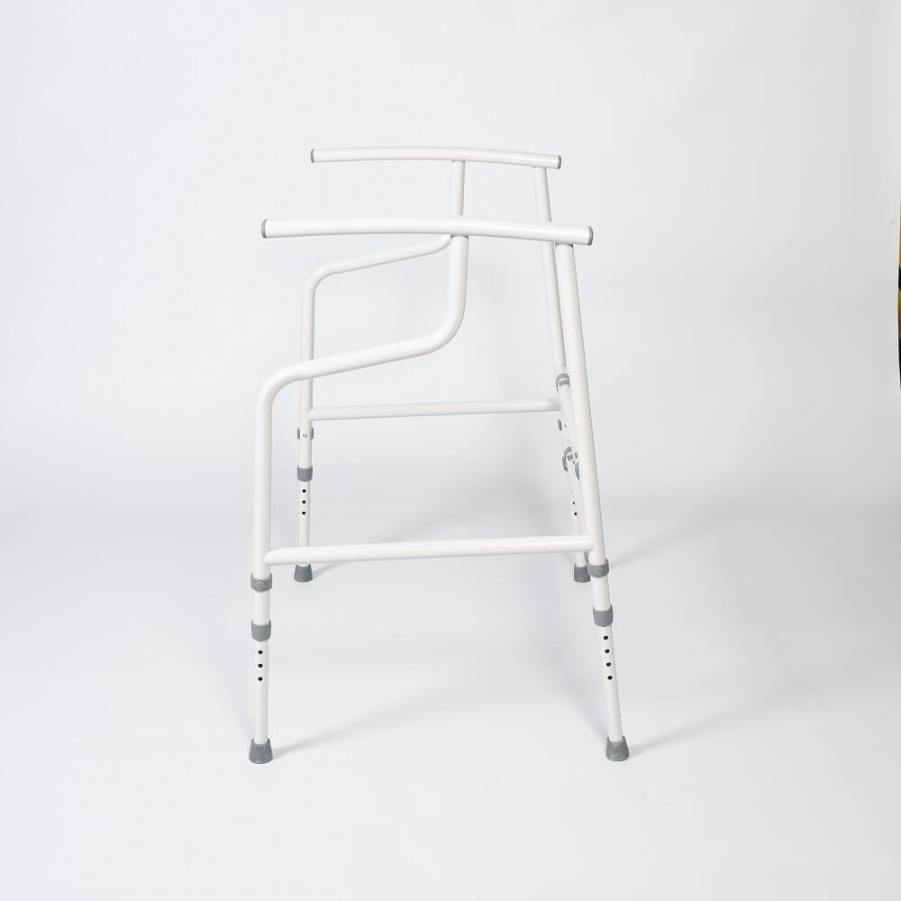 Diagram or packaging of NRS Nuvo Open Back Toilet Frame highlighting dimensions or features.