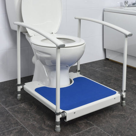 Alternative view of NRS Nuvo Petite Toilet Platform With Handrails, showing different angle or usage.