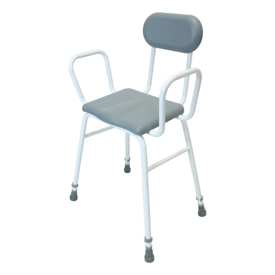 Image of NRS PU Moulded Perching Stool with Arms Padded Back on a plain background.