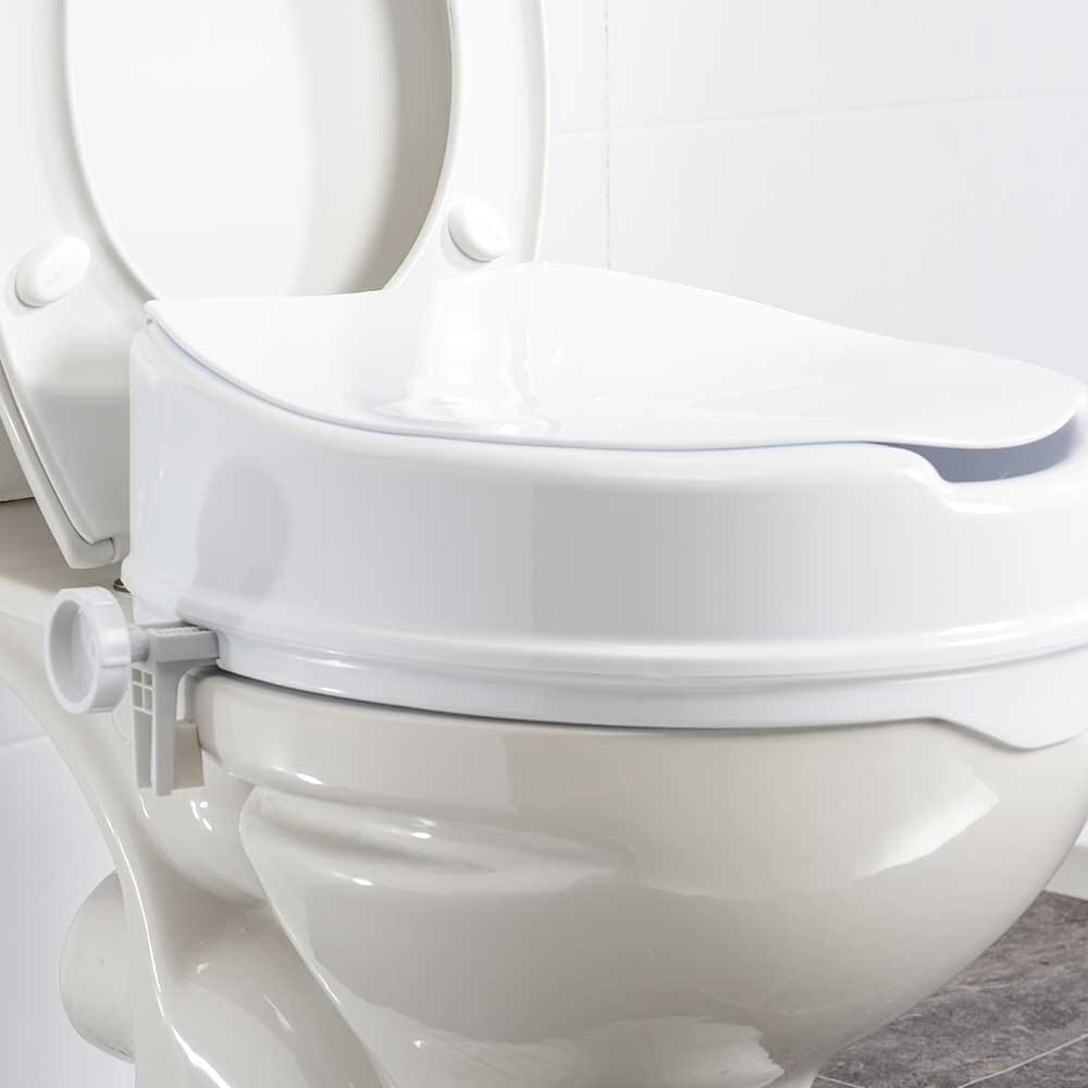 Close-up of a feature of NRS Raised Toilet Seat With Lid-4 Inch.