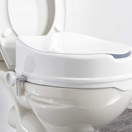 Close-up of a feature of NRS Raised Toilet Seat With Lid-4 Inch.