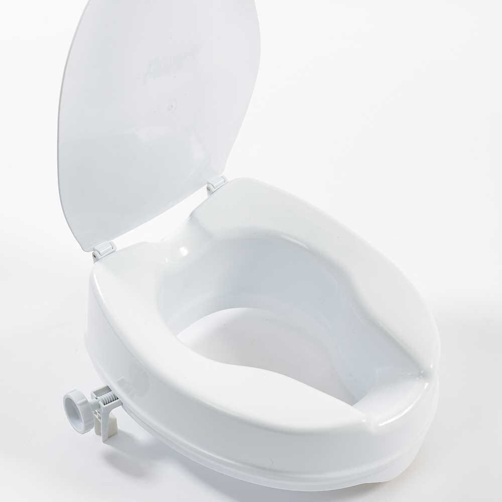 Lifestyle image of NRS Raised Toilet Seat With Lid-4 Inch being used in a real-life setting.