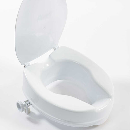 Lifestyle image of NRS Raised Toilet Seat With Lid-4 Inch being used in a real-life setting.