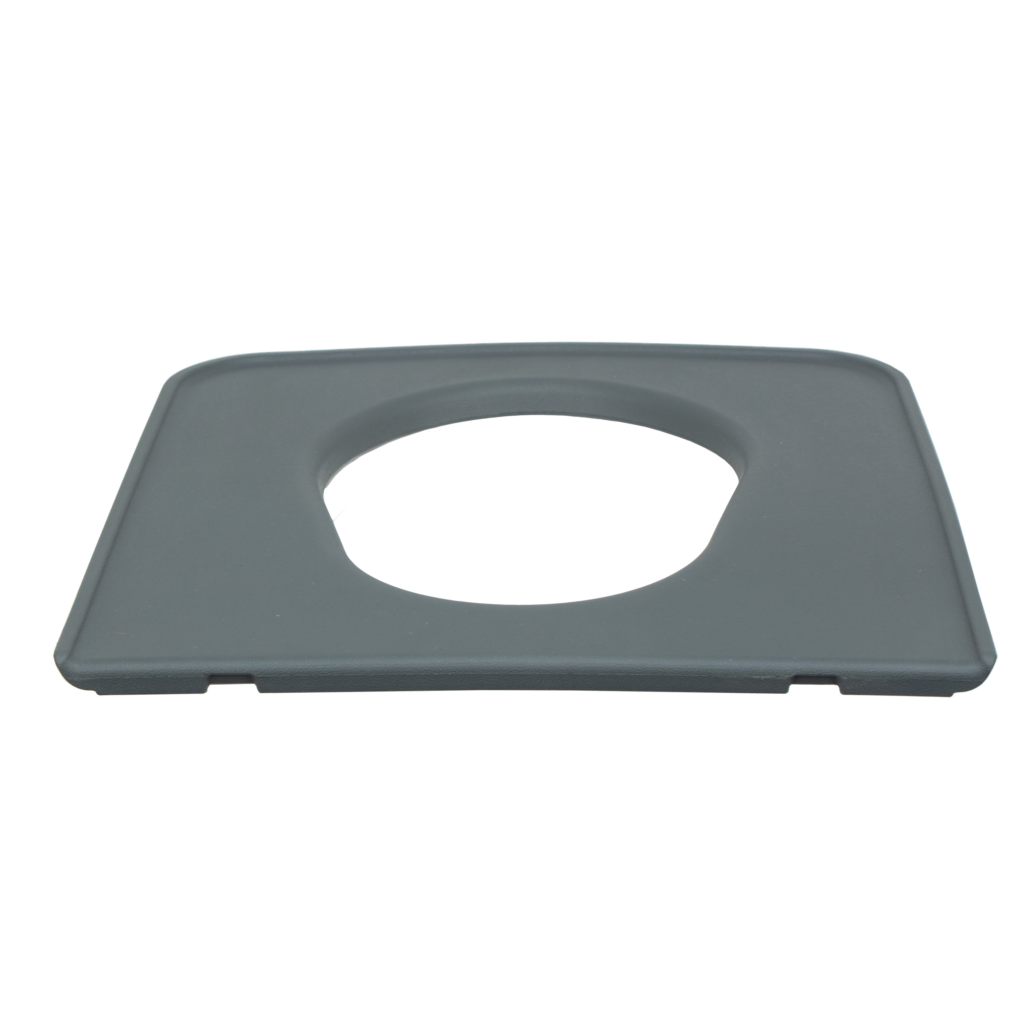 NRS Sanctuary Commode Spare PU Seat with lid raised showing the open seat and removable commode pan, with supportive arms and adjustable height on a plain background.