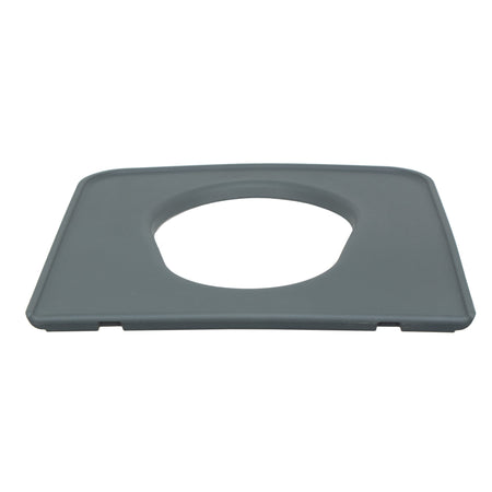 NRS Sanctuary Commode Spare PU Seat with lid raised showing the open seat and removable commode pan, with supportive arms and adjustable height on a plain background.