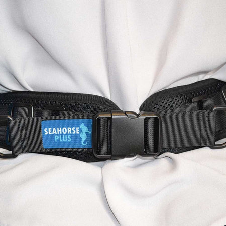 Diagram or packaging of NRS Seahorse Plus Lap Straps highlighting dimensions or features.