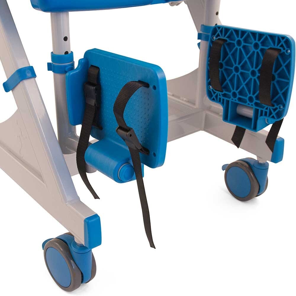 NRS Seahorse Plus Toileting Shower Chair placed in a shower or wet room, demonstrating safe and supportive use during washing.