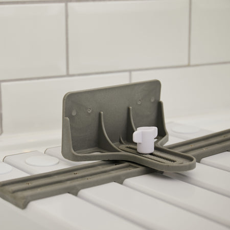 Close-up of the handle on NRS Slatted Shower Board, highlighting its secure grip for safe transfers.