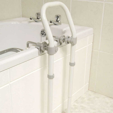 Close-up of a wall mounting plate on NRS Swedish Bath Grab Rail grab rail showing screw holes for secure installation.