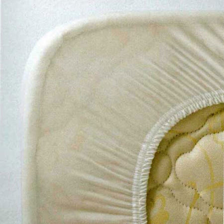 NRS Terry Towelling Waterproof Mattress Protector fitted on a mattress, demonstrating coverage and fit.