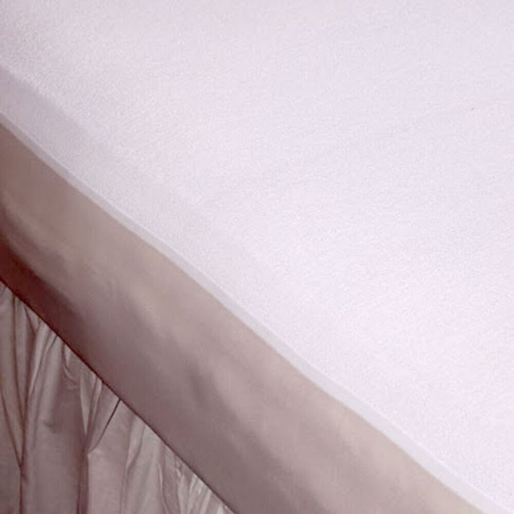 Close-up of the waterproof backing and stitching on NRS Terry Towelling Waterproof Mattress Protector mattress protector.