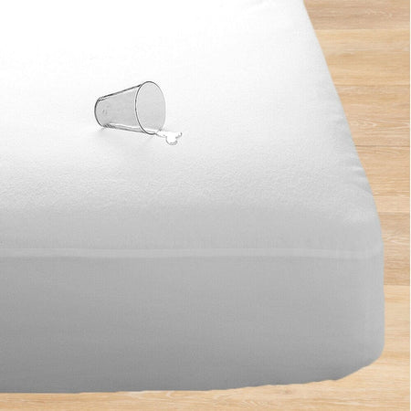 Close-up of the waterproof backing and stitching on NRS Terry Towelling Waterproof Mattress Protector mattress protector.