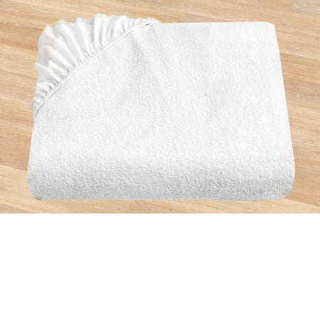 Close-up of the waterproof backing and stitching on NRS Terry Towelling Waterproof Mattress Protector mattress protector.