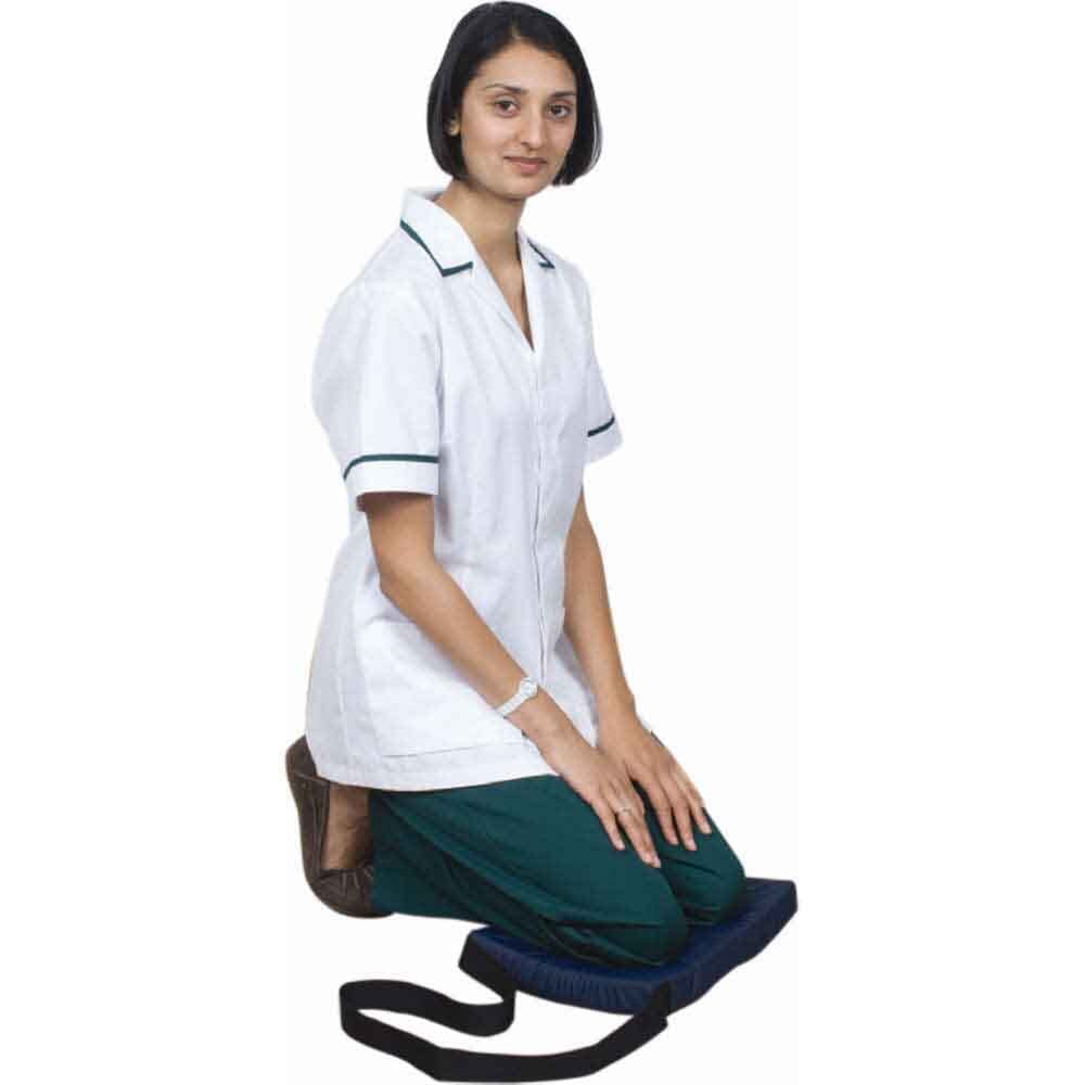 Full view of NRS Therapist Kneeler-Kneeling Cushion cushion on a plain background, showing its shape and supportive material.