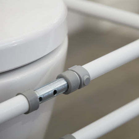 Close-up of a feature of NRS Width Adjustable Economy Toilet Frame.