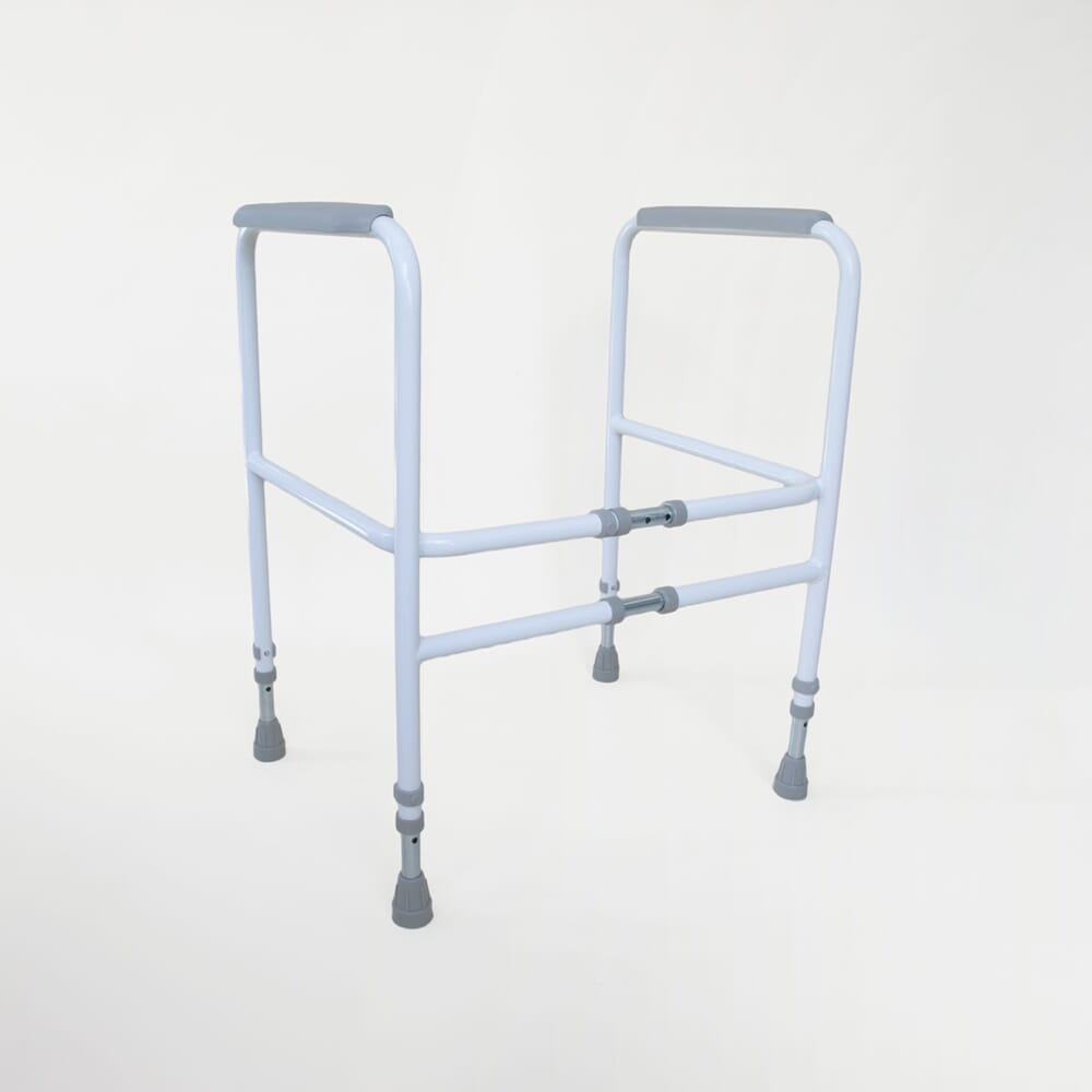 Lifestyle image of NRS Width Adjustable Economy Toilet Frame being used in a real-life setting.