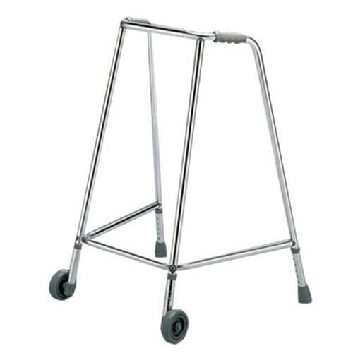 Narrow Walking Frame with Wheels in use: an older adult using the frame at home to move confidently and independently.