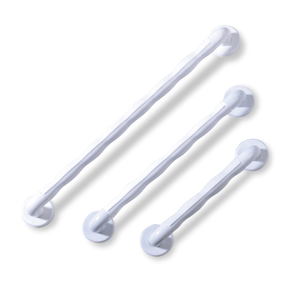 Close-up of the textured or fluted grip section on Natural Grip Plastic Straight Grab Rail grab rail, highlighting the anti-slip surface.