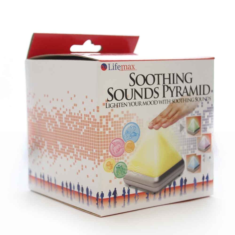 Diagram or packaging of Nature Sound Pyramid highlighting dimensions or features.