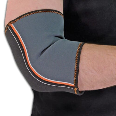 Neoprene Elbow Support support laid flat on a plain background, showing its breathable, elasticated material.