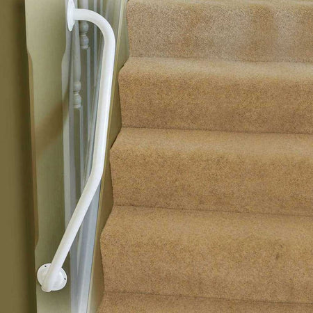 Close-up of a wall mounting plate on Newel Post Grab Rail grab rail showing screw holes for secure installation.