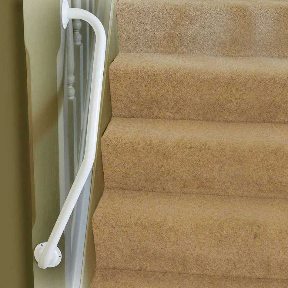 Close-up of a wall mounting plate on Newel Post Grab Rail grab rail showing screw holes for secure installation.