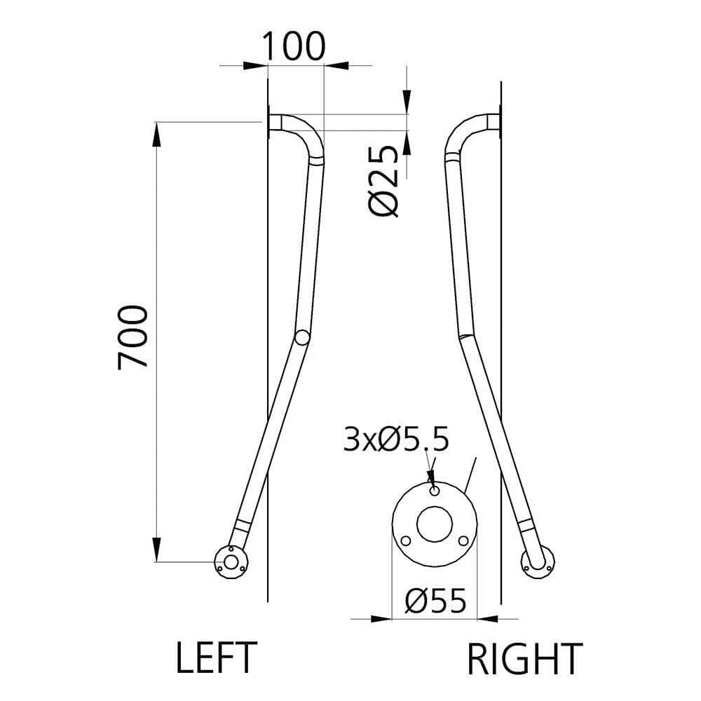 Close-up of the textured or fluted grip section on Newel Post Grab Rail grab rail, highlighting the anti-slip surface.
