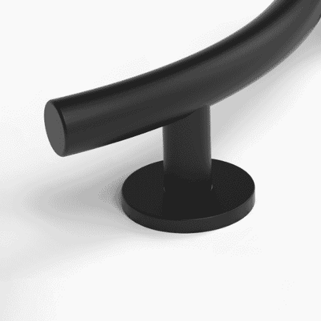 Close-up of a wall mounting plate on Nymas Matt Black Curved Grab Rail grab rail showing screw holes for secure installation.