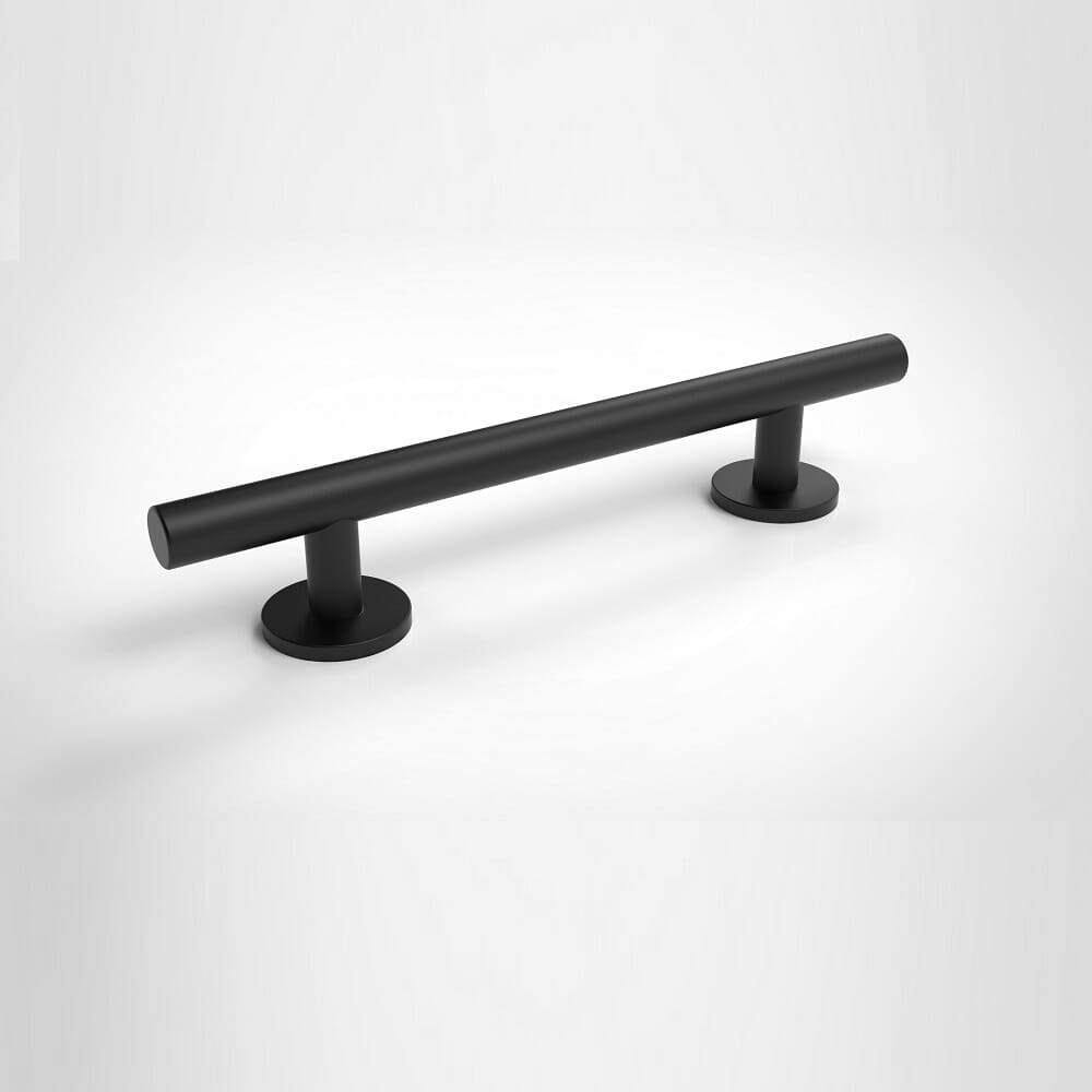 Close-up of the textured or fluted grip section on Nymas Matt Black Straight Grab Rail grab rail, highlighting the anti-slip surface.