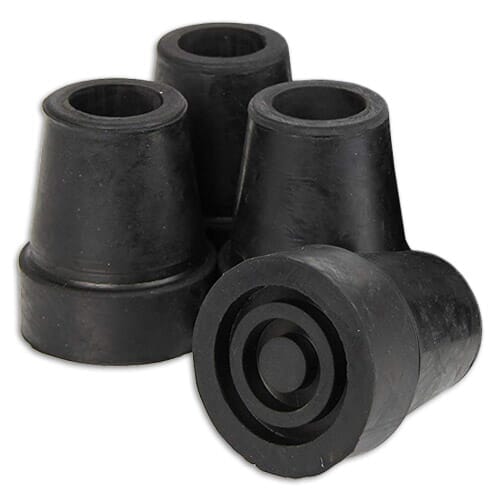 Full view of Pack of 4 Walking Stick Ferrules walking stick on a plain background, showing its handle, shaft and ferrule.