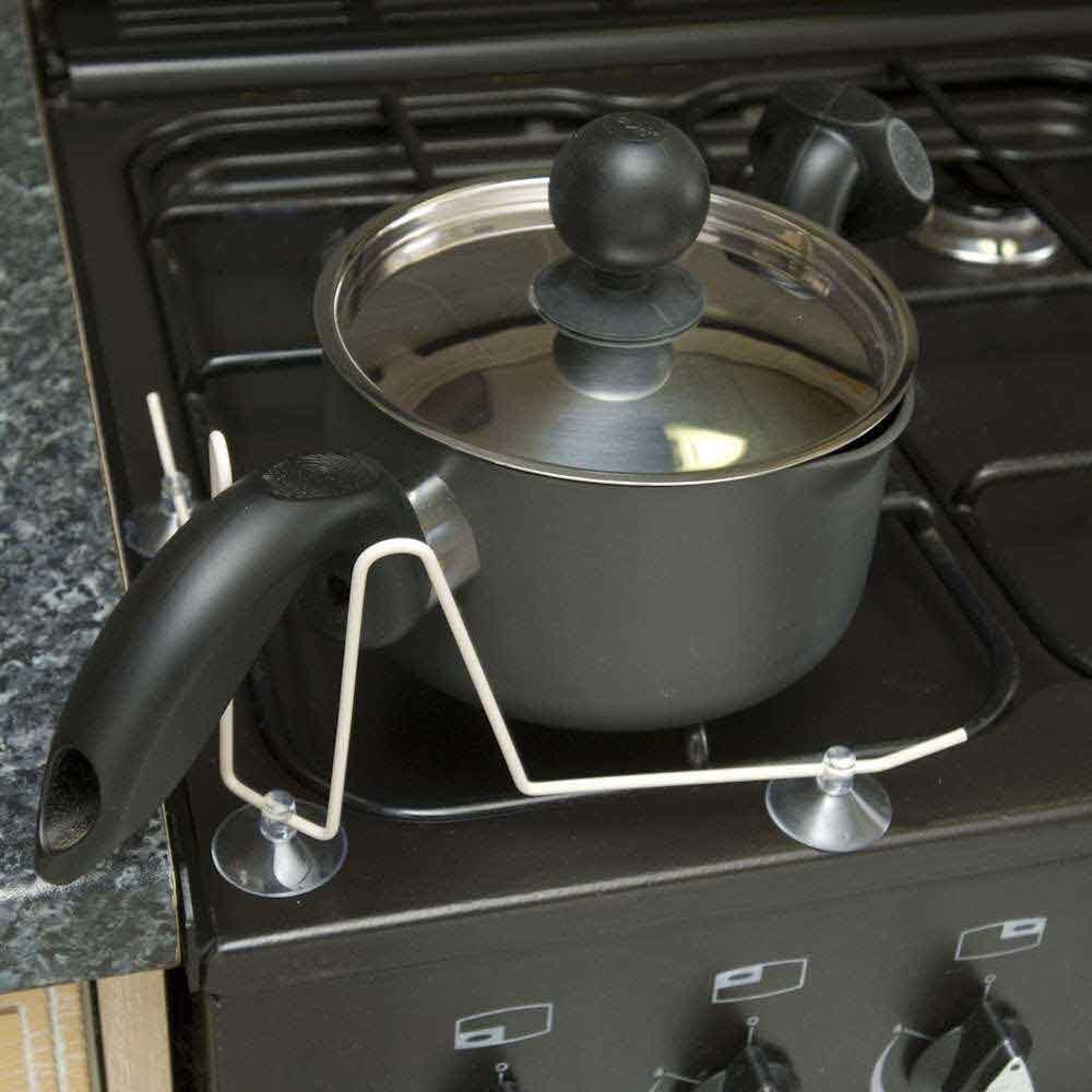 Close-up of a feature of Pan Handle Holder.