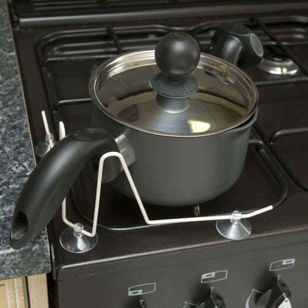 Close-up of a feature of Pan Handle Holder.