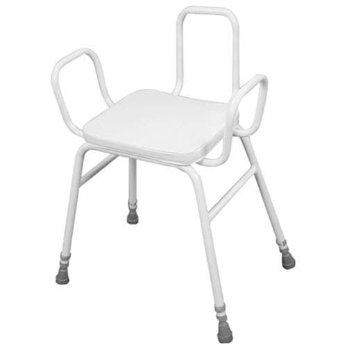 Image of Perching Stool with Back and Arms on a plain background.