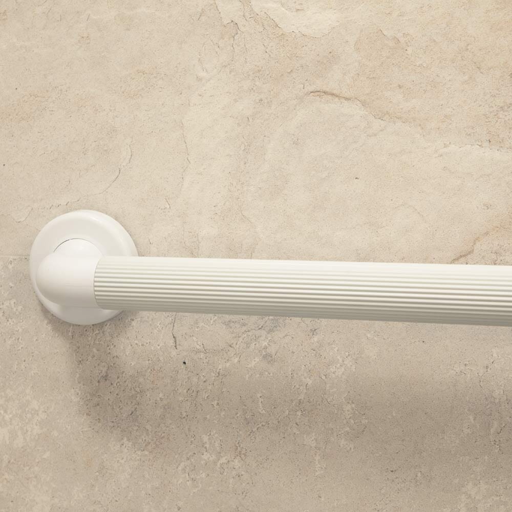 Close-up of a wall mounting plate on Plastic Fluted Grab Rail-915mm 36 grab rail showing screw holes for secure installation.